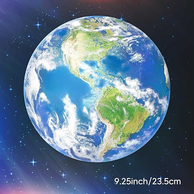 Glow in The Dark Earth for Ceiling, Luminous Planet Wall Sticker, Kids Bedroom Wall Decal, Sticky Fluorescence Earth, Gift for Boys and Girls (Green)
