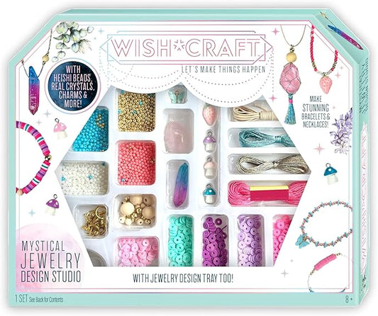 Bright Stripes Wish*Craft Mystical Jewelry Studio – Bracelet Making Kit with Heishi Beads, Real Crystals & Handcrafted Gemstones for Unique Jewelry Designs & Trendy Accessories