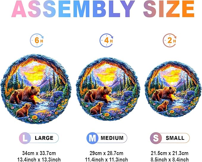 Wooden Puzzles for Adults and Kids - Bear Family Wooden Jigsaw Puzzle - Unique Animal Shaped Wood Puzzles Adult - Creative Birthday Gift Family Game 290pcs