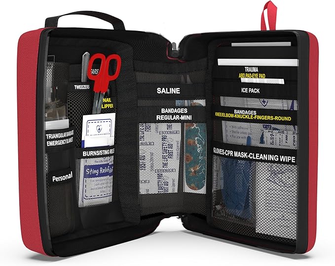 Portable First Aid Kit for Kids with CPR Shield - Ideal for Home, Car, School, Camping, and as a Travel First aid kit. Latex-Free Bandages – Children First Aid Guide by The Life Safety Pro