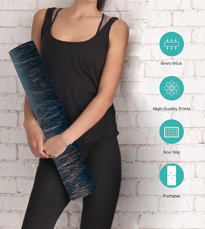 Non Slip Yoga Mat TPE Workout Mat for Men Women, Thick Workout Mat with Carrying Strap, Fitness Mats for Exercise, Yoga, Fitness, Pilates, Floor Workouts (72" x 24" x 6mm)