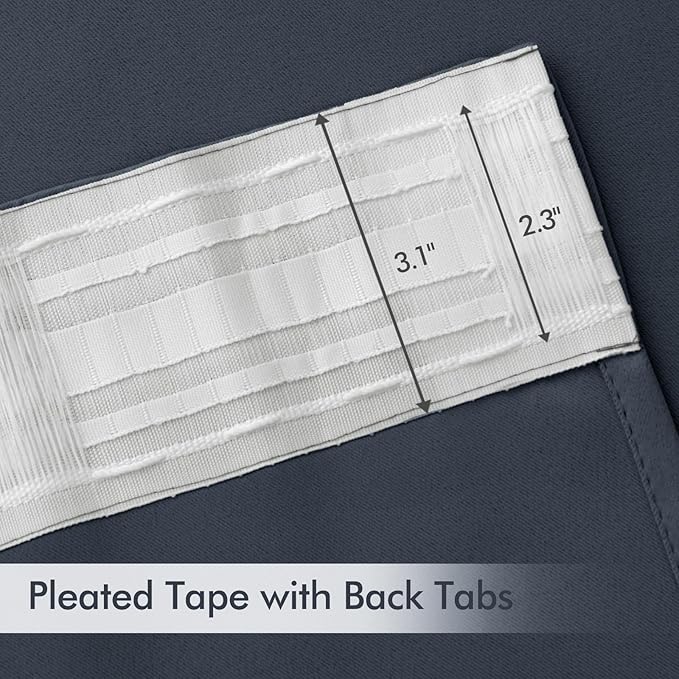 MIULEE Stone Blue Back Tab Blackout Curtains 84 Inch Length 2 Panels Set for Living Room Bedroom Privacy, Rod Pocket/Pinch Pleat Thermal Insulated Room Darkening Pleated Light Blocking Drapes