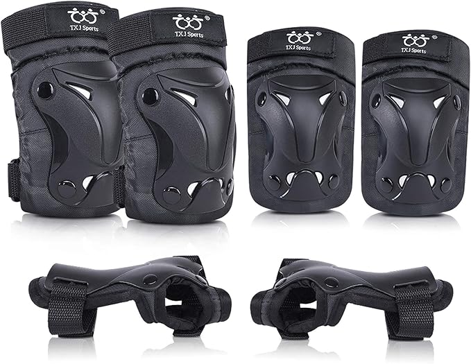 TXJ Sports Knee Pads Elbow Pads with Wrist Guards Protective Gear Set for Kids Youth Skateboard Sports Skateboarding Roller Skating Bicycling 6 in 1