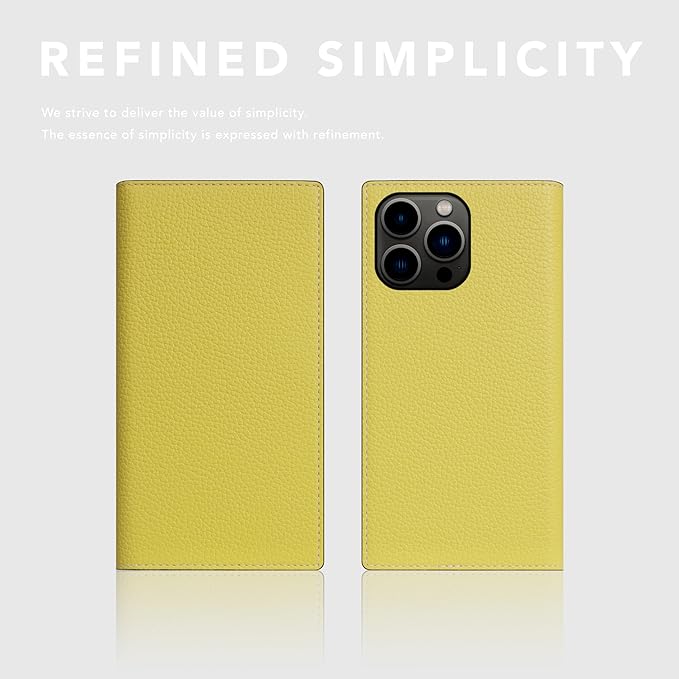 D8 Neon Full Grain Leather Wallet Case for iPhone 15 Pro - [2-in-1] Handcrafted Detachable Diary Style with Magnetic MagSafe Back Cover, Gift Box Included (Lemon)