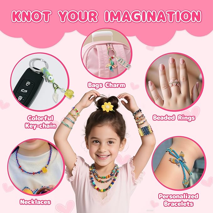 P&C Friendship Bracelet Making Kit for Girls Age 8-12 with 422 Beads & 20 Threads - Arts and Crafts for Kids Jewelry Making Kit - Christmas Birthday Gifts - Easy Bracelet Maker