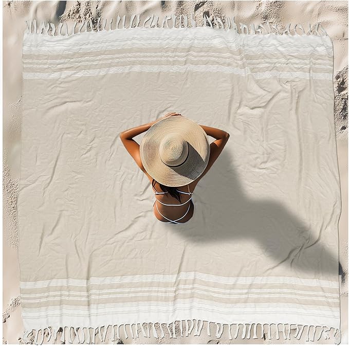 Oversized Turkish Beach Towel Blanket XXL Cotton Sandproof Towels Boho Woven Extra Large Big Sand Free Giant Throw Thick Blankets Huge Quilt XL Picnic Camping Necessities Cloud For Adult Gifts