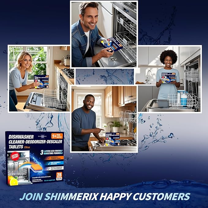 Dishwasher Cleaner Deodorizer Descaler Tablets - 56 Tabs - 1 Plus Year Supply - Extra Scented Deep Cleaning Sanitizer Pods - Remove Hard Water - Contain Citric Acid Heavy Duty Septic Safe - Citrus