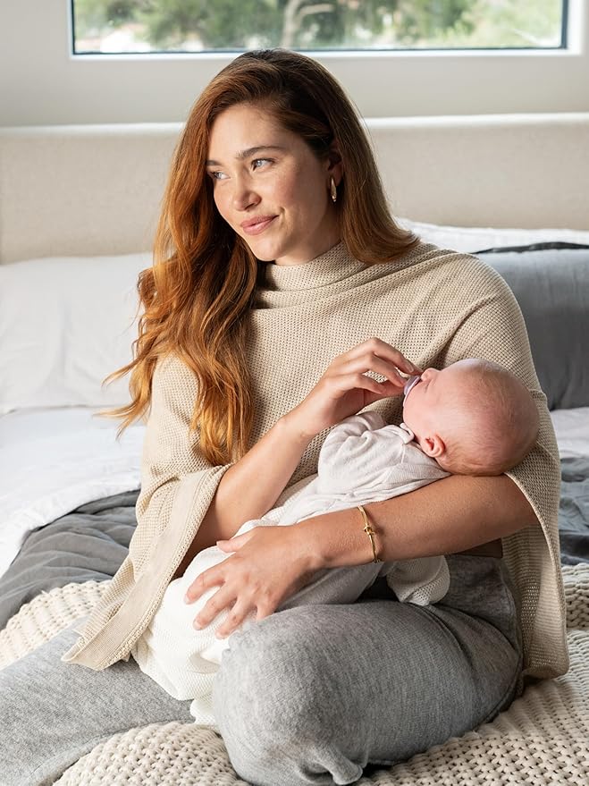 We are Amma | The Cocoon™ - Newborn Essentials Must Haves: Nursing Cover for Breast Feeding Essentials | Nursing Sweater Used as Breastfeeding Cover (Natural, Plus Size)