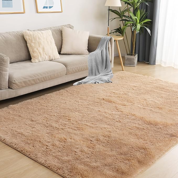 Luxury 4x6 Area Rug, Ultra Soft Rugs for Living Room, Plush Carpet Rugs for Bedroom, Non-Slip Indoor Rug for Nursery, Study Room, Playroom, Home Decor, Camel