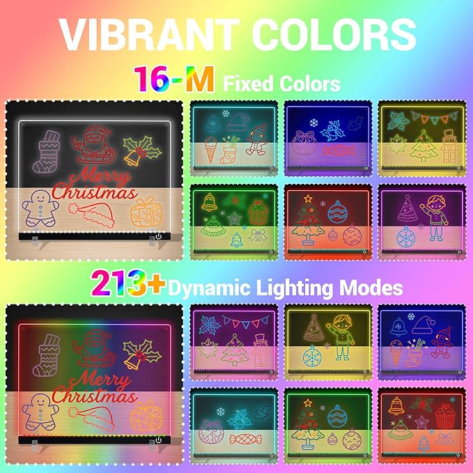 Lumiboard Led Drawing Board with Colors,Light Up Acrylic Cosmody Drawing Board,Glowing Led Note Board with Light,Lumiboard Led Boards to Write On,Christmas Gifts for Kids (Standard)