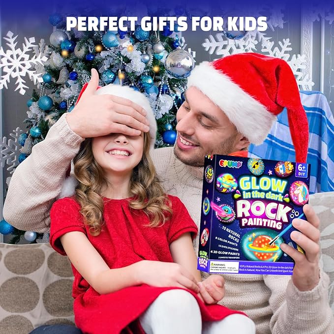 EPUMP Rock Painting Kit for Kids – Glow-in-The-Dark Arts & Crafts Set for Boys & Girls Ages 6-12, DIY Crafts Creative Painting Toys, Fun Art Supplies for Kids Activities & Birthday Gifts