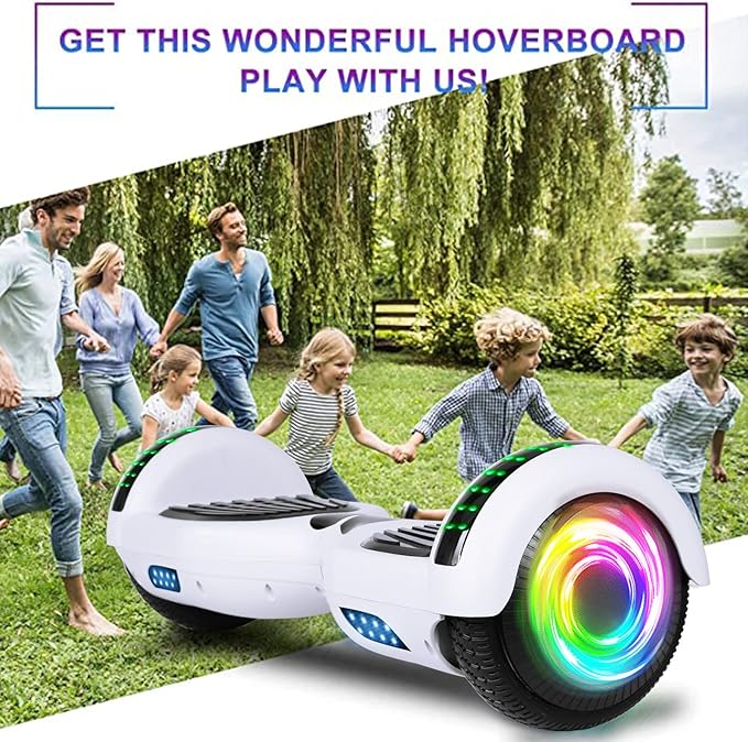 SISIGAD Scooters for Kids Ages 6-12, with Built-in Bluetooth Speaker and 6.5" Colorful Lights Wheels, Safety Certified Self Balancing Scooter Gift for Kids