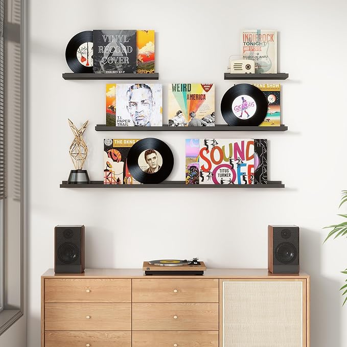 Floating Picture Ledge Shelves for Wall Set of 4, 36 Inch Wall Shelves with Lip Long Large Nursery Book Shelf for Toys Storage Kids Bookshelf Wall Mounted Living Room Bedroom Decor Frames