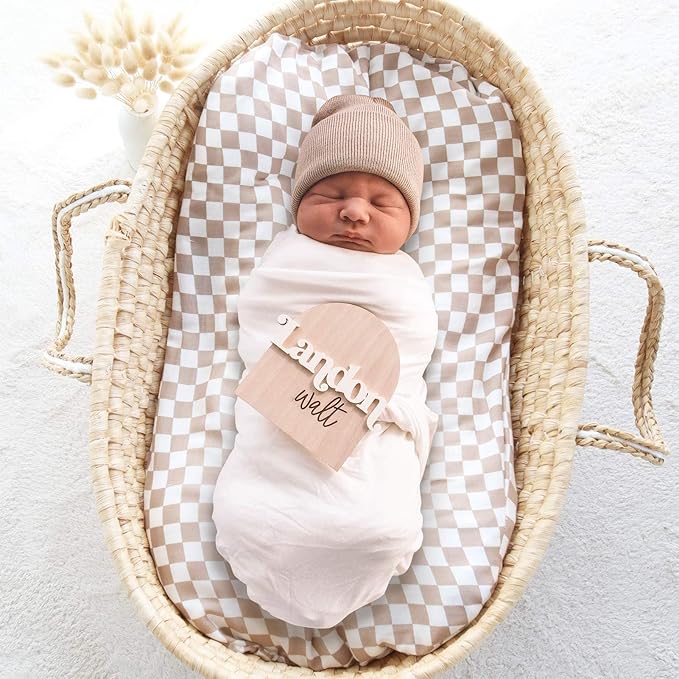 LifeTree Muslin Baby Lounger Cover, Newborn Slipcover Lounger Cover for Boys Girls Infant, Soft 70% Viscose from Bamboo and 30% Cotton, Cover Only, Checkered Pattern