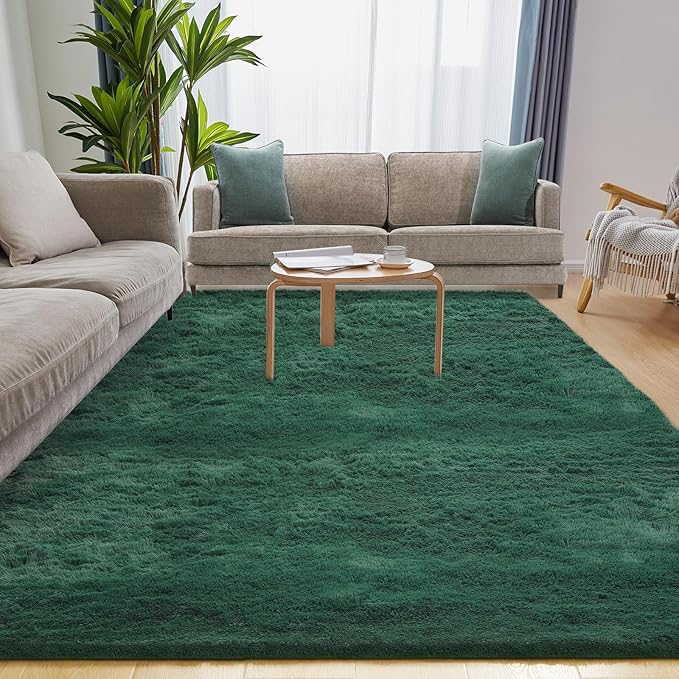 Ultra Soft Fluffy 6x9 Green Area Rugs - Plush Non-Slip Indoor Carpet for Living Room, Bedroom, Nursery, Study, Kids Room Decor