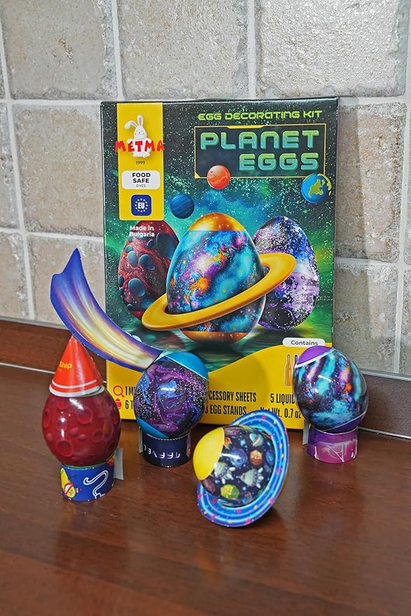 Egg Decorating Kit Planet Eggs & Unicorn Eggs - Complete Decorative Eggs Set with Liquid Dyes, Thermal Stickers, Egg Stands, and More - Fun Easter Egg Dye Kit Arts and Crafts for Kids (Pack of 2)