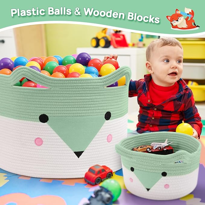 Large Baby Basket Toy Storage 3 Pack, (20"x13.8") Woven Baby Laundry Basket, Stuffed Animal Storage.