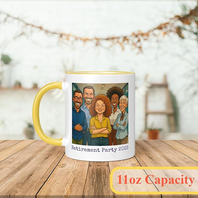 Personalized Coffee Mug, Custom Photo Caricature Gift, Funny Customized Coffee Gift for Men & Women, Custom Mugs with Pictures, Yellow 11oz Customized Ceramic Tea Cup