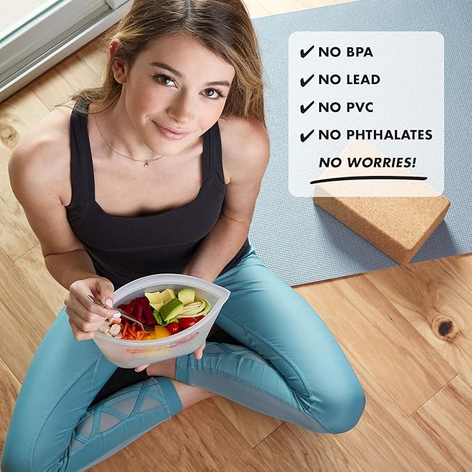 Zip Top Reusable Food Storage Bags | 3 Cup Set [Lavender] | Silicone Meal Prep Container | Microwave, Dishwasher and Freezer Safe | Made in the USA