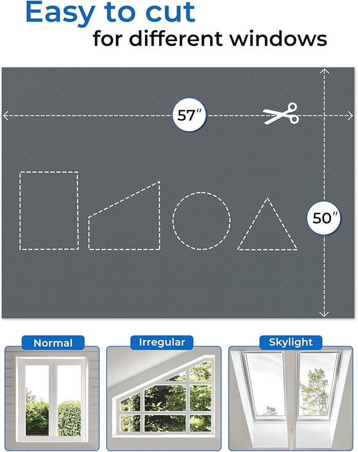 Sumobaby Blackout Curtains 50"x57" Portable No Drill Blinds for Windows with Heat-Resistant Magic Tapes,100% Black Out Window Cover,Window Shades Easy to Cut Fit for Bedroom,Dorm Room,Nursery(Gray)