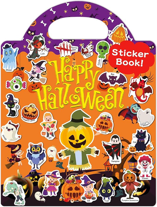 Benresive Reusable Sticker Books for Kids 2-4, Sticker Books for Toddlers 1-3 2-4, Toddler Travel Toys Activities Crafts Gifts - Halloween