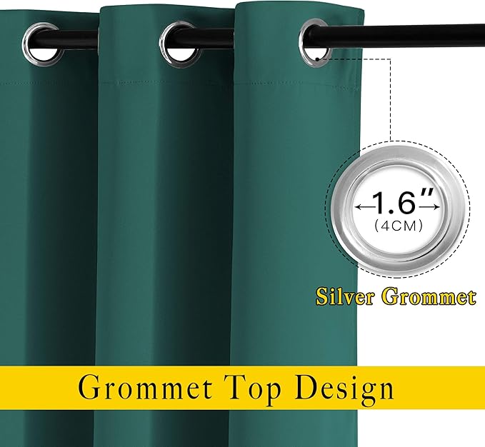 NICETOWN Blackout Curtains for Bedroom - Thermal Insulated Solid Grommet Room Darkening Curtains/Panels/Drape for Bedroom(Hunter Green, 2 Panels, 46 x 90Inch)