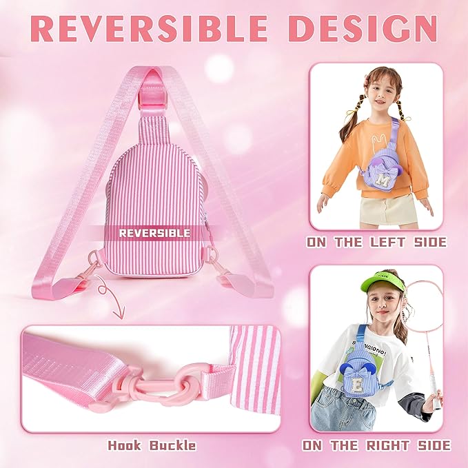 Kids Cross Body Bag, Birthday Gifts for 4 5 6 7 8 9 10 Year Old Girls Gift, Small Sling Bags for Girls Kid Daughter Birthday Gift for Kids Girl Monogram Small Sling Bag (Blue K)