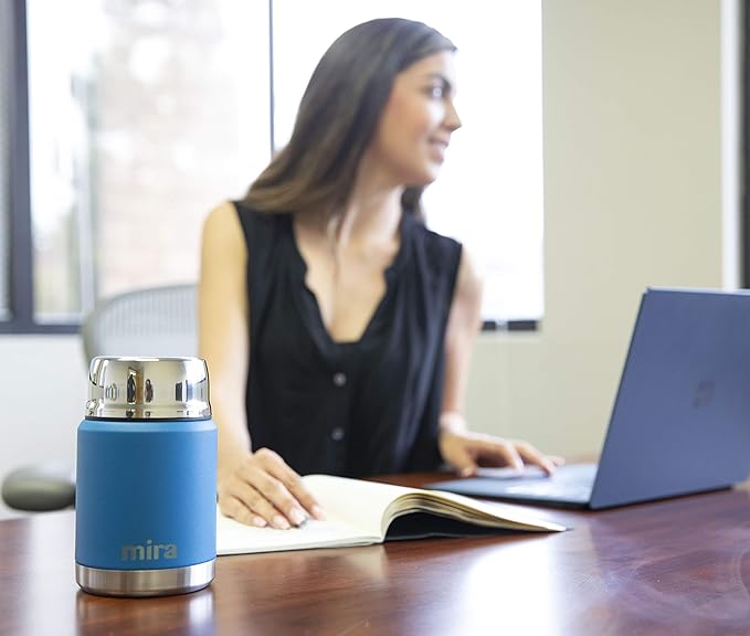 MIRA 15 oz Insulated Food Thermos for hot and cold foods - Leak-Proof Stainless Steel Container with Spoon - Black