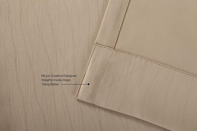 MIUCO Room Darkening Curtains Textured Grommet Thermal Insulated Blackout Curtains for Bedroom Set of 2 52x95 Inch Taupe