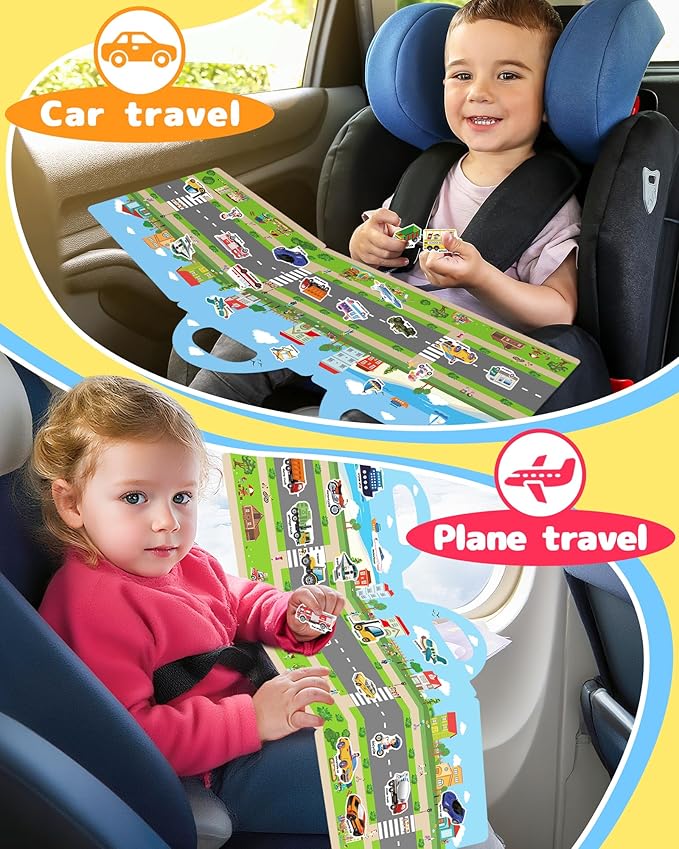 Benresive Reusable Sticker Book for Toddlers 2-4 Years, Fun Travel Stickers for Kids, Waterproof Sticker Books for Toddlers 1-3, Crafts Activities for Todddlers 1-3 2-4 3-5 - Vehicle