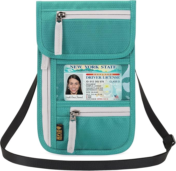 Neck Wallet Lightweight RFID Blocking Waterproof Travel Pouch for Women Men