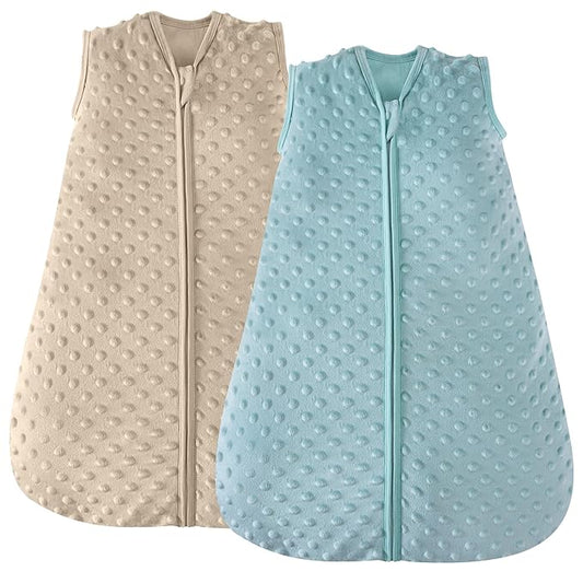 JELLYMONI Fleece Baby Sleep Sack 12-24 Months, 1.5 Tog Warm Winter Baby Wearable Blanket with Plush Dots and 2-Way Zipper, Cotton Toddler Sleep Sack
