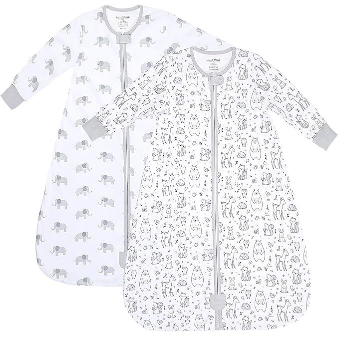 Mama Cheetah Baby Sleep Sack with Sleeves, 0.5 TOG Organic Cotton Wearable Blanket and Two-Way Zipper, Swaddle Transition Long Sleeve Sleeping Bag for Newborn Infant Toddler, 24-48 Months