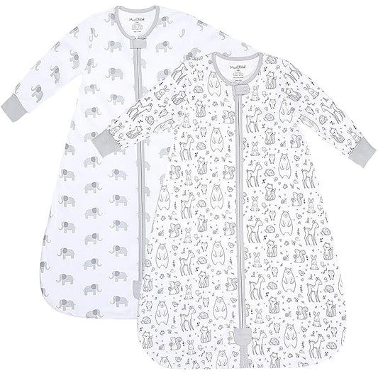 Mama Cheetah Baby Sleep Sack with Sleeves, 0.5 TOG Organic Cotton Wearable Blanket and Two-Way Zipper, Swaddle Transition Long Sleeve Sleeping Bag for Newborn Infant Toddler, 24-48 Months