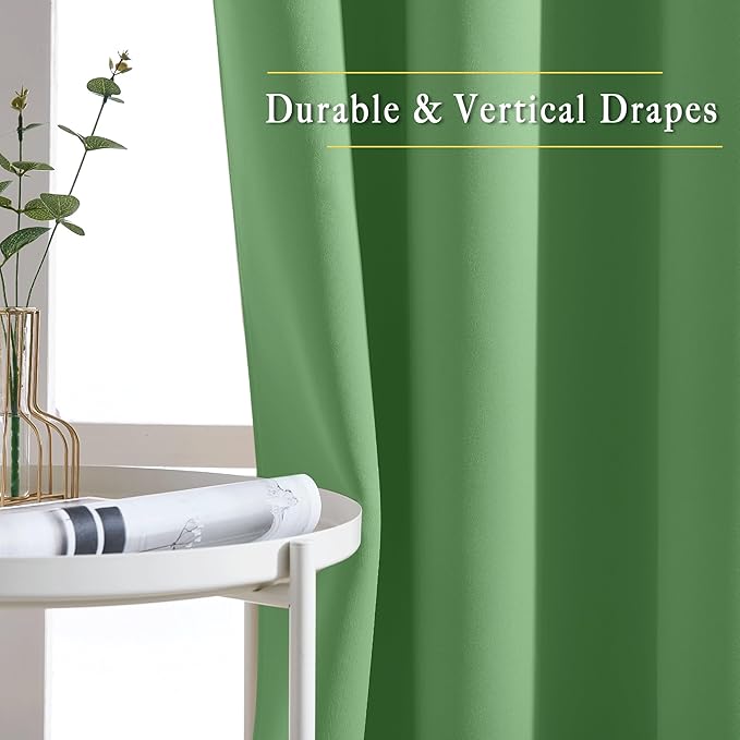 NICETOWN Patio Glass Door Panels - (52 inches Wide x 120 inches Long, Forest Green, 1 Pair) Blackout Curtains for Window Decoration, Privacy Panel Drapes for Dining Room and Guest Room