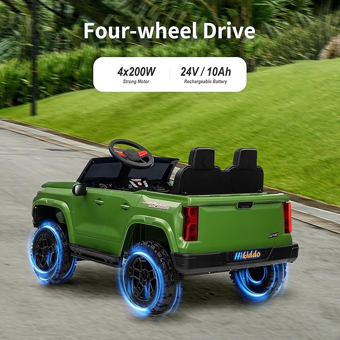 24V 10Ah Ride on Toy for Big Kids, 4WD 2 Seater Electric SUV Kids Car to Drive w/Remote Control, 4x200W Motors - Army Green