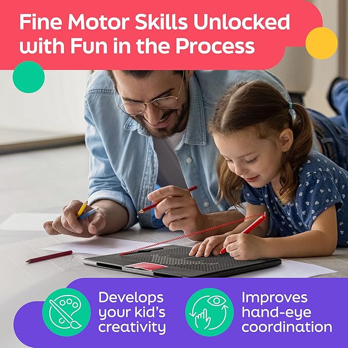 Large Magnetic Drawing Board for Kids & Toddlers with Beads and Magnet Stylus Pen - Magnetic Tablet Toy for Airplane & Car Ride Activities for Kids