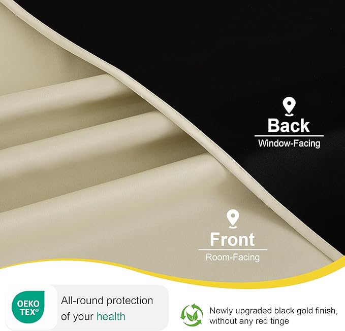 NICETOWN Blackout Curtains for Bedroom, Grommet Privacy 100% Blackout Drapery 96 inches Length Thermal Insulated Curtains for Living Room, 2 Panels, 52W x 96L, Cream