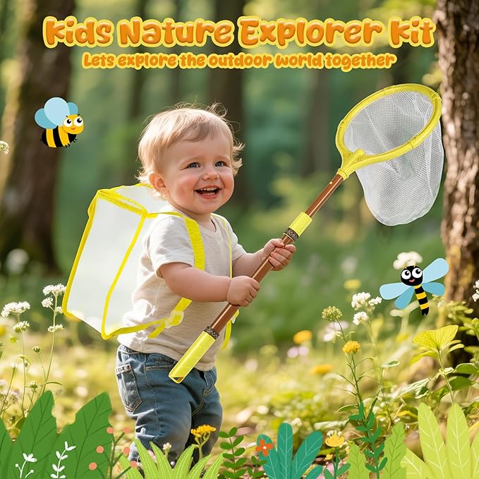 STEM Outdoor Exploration Kit for Kids Ages 3-12, 21PCS Bug Catcher Set with Pop-Up Tent Binoculars Magnifying Glass Camping Adventure Educational Toys Gift for Boys Girls Bug Catcher Kit for Toddlers