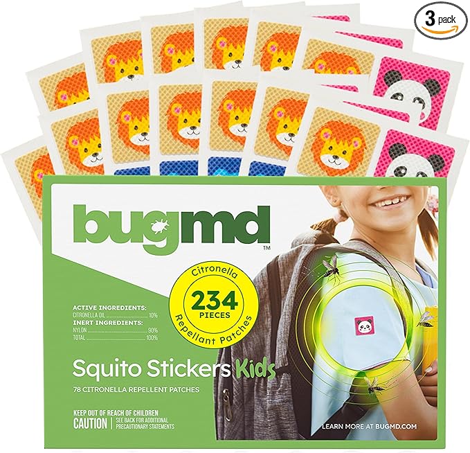 BugMD Squito Stickers Mosquito Repellent Patch Stickers for Kids (234 Patches), Safe & Effective Insect Repellent Patches for Toddlers, Kids, Camping, Beach & Outdoor Essentials