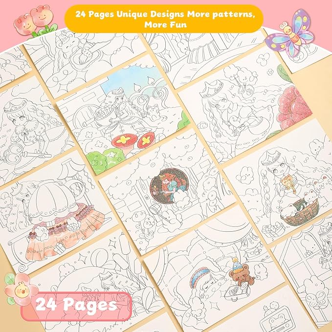 Paint with Water Coloring Books for Kids Ages 3-5, 4-8 – Cute Coloring Book for Teens,Arts and Crafts for Kids Ages 3 4 5 6 7 8+, Birthday Gift Toys for Girls Boys,Travel Toys -Princess