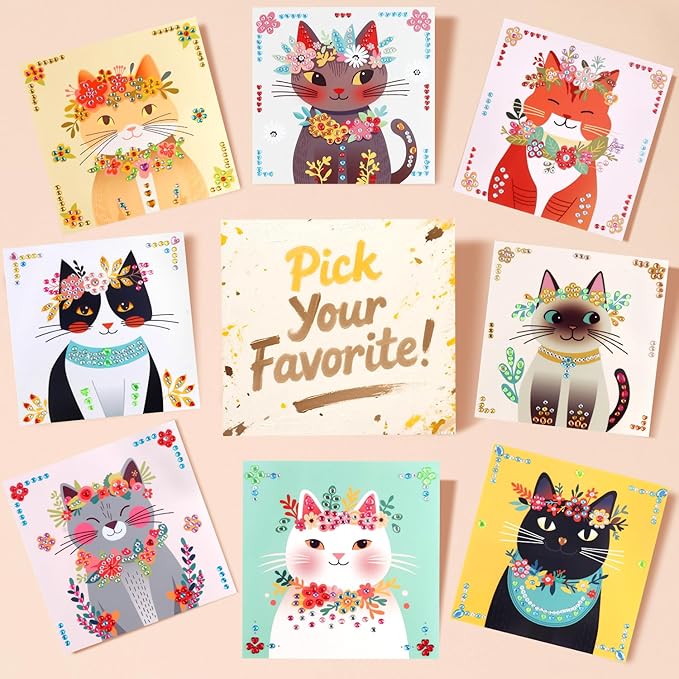 Marlrin Cats Craft Kits for Kids Ages 4-8, Arts and Crafts Kits,Craft Kit for Girls 6-8,Diamond Painting Toys for Girls 5-7,Birthday and Christmas Gift for Kids Ages 3, 4, 5, 6, 7, 8