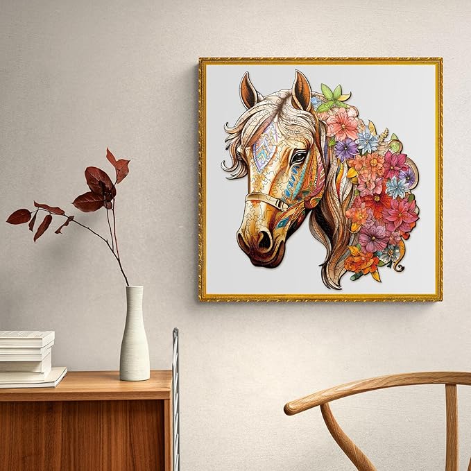 Wooden Puzzles for Adults, Wood Horse Puzzle, Unique Gifts for Men Women, Adult Puzzles (S-8.5 * 8.1in 100pcs)