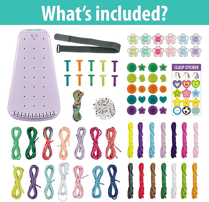 Chilpals Friendship Bracelet Making Kit for Girls,Arts and Crafts for Kids Ages 8-12,Birthday Gifts Ideas for Girl 7 8 9 10 11 Year Old - 2 in 1 Bracelets String Maker Toys Set (Purple)