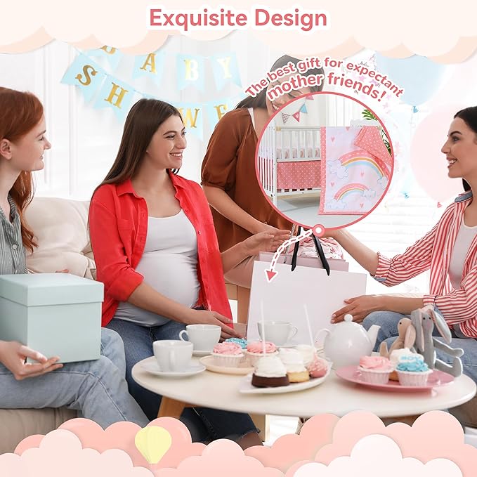 Viviland 3 Pieces Baby Bedding Set for Boy Girls, Baby Bedding Set for Newborn, Infant & Toddler - Rainbow