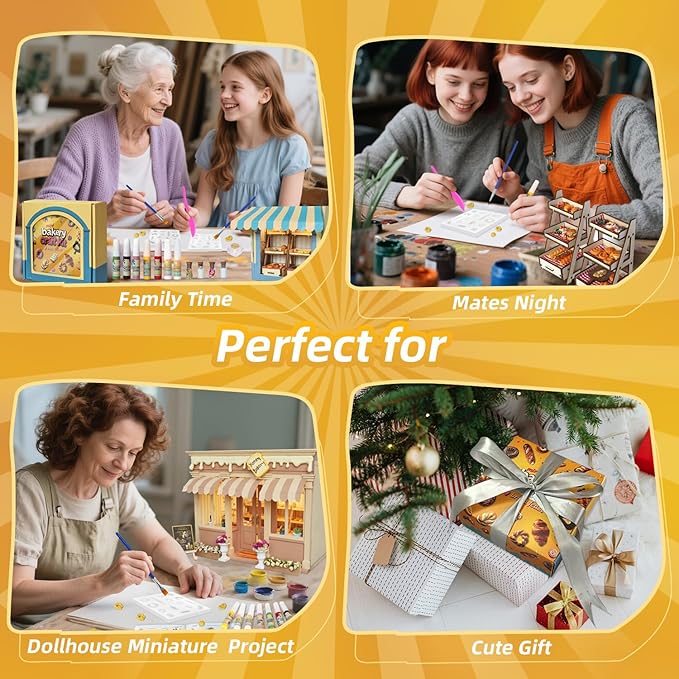 iLAND Cute Crafts for Teens Women Adults of DIY Air Dry Clay Art Mini Food, Modeling Clay Kit for Fun Date Night Craft Set Realistic 1/12 Scale Accessories for Dollhouse Kitchen Creative Crafting Gift