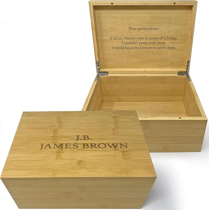 Personalized Wooden Keepsake Box with Hinged Lid, Unique Memory Box with Custom Message, Large Decorative Storage for Keepsakes, Romantic Couple Gift on Anniversary or Wedding, 11x8x4,75 in