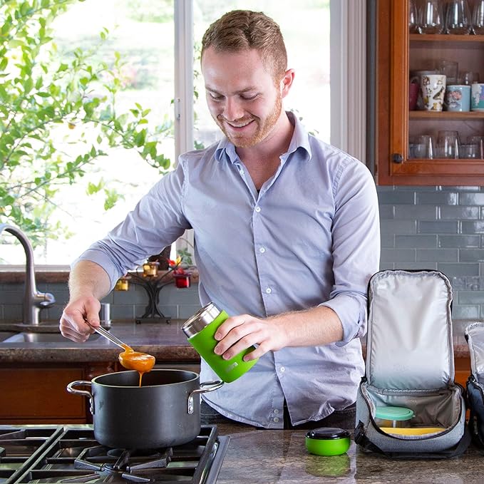 MIRA 2 Pack Insulated Food Jar Thermos for Hot Food & Soup, Compact Stainless Steel Vacuum Lunch Container, 13.5 oz, Denim, Rose Pink