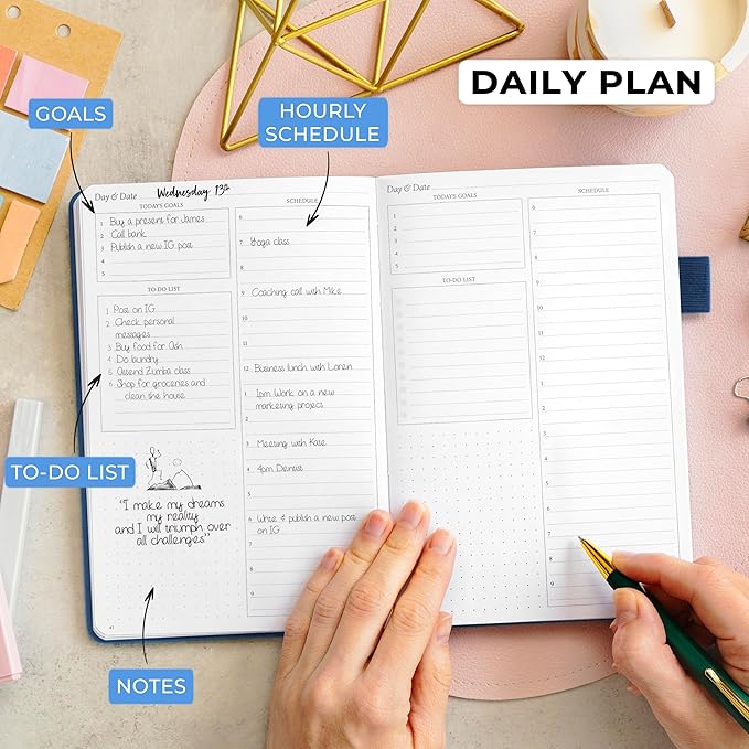 Legend Planner Daily for 3 Months – Undated Monthly Weekly & Daily Planner to Hit Goals. Organizer & Productivity Journal, A5 (Mystic Blue)