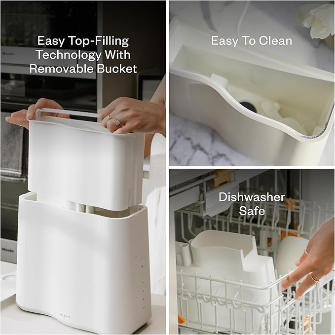 Vitruvi Cloud Bedside Humidifier, White Humidifier, 24 Hr Run Time, 602ft Coverage, Large Home Bedroom, Baby Room - Includes 3 Month Filter